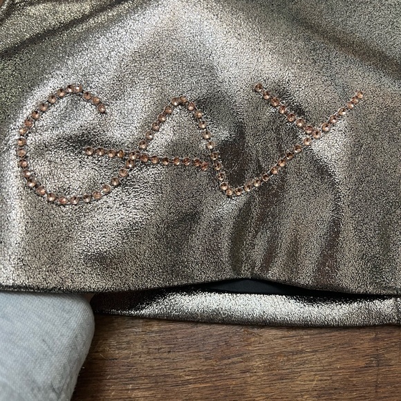 Upcycled Forever 21 skirt more fabulous w/ the hand stitched “gay” in rose gold - Picture 3 of 5
